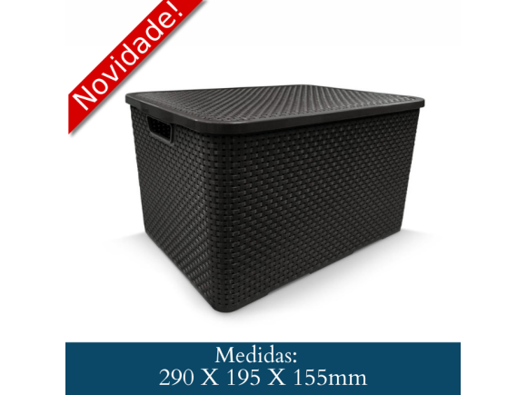 ORGANIZADOR RATTAN COM TAMPA 07 LITROS PRETO 25588CS