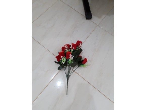 FLOR ARTIFICIAL ROSA COM 12 GALHOS