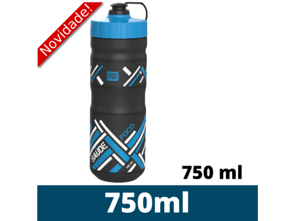 SQUEEZE SPORT PRETA TAMPA AZUL COM ALCA 750ML 919