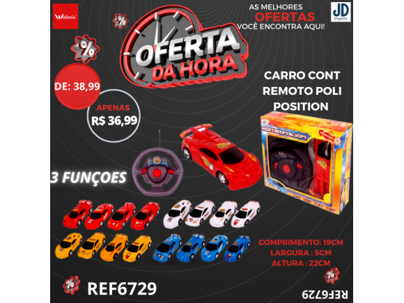 CARRO CONT REMOTO 3 FUNCOES POLE POSITION REF WB6729