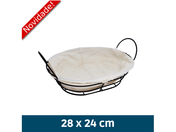 CESTA DE PAO OVAL 28X24CM COM TECIDO CT2852