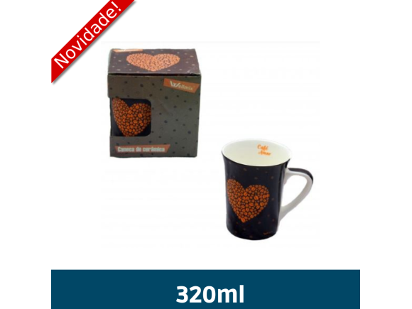 CANECA CERAM MUDDY 320ML CAFE AMOR FORTES 6873