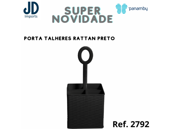 PORTA TALHERES RATTAN PRETO REF.422