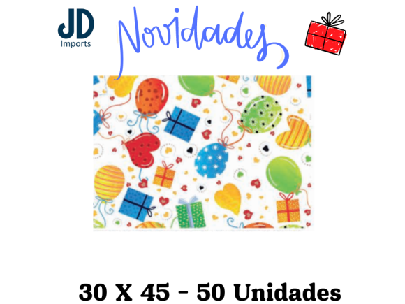 SAQUINHO P/ PRESENTE 30X45 - 50 UN. - 136 BALOONS