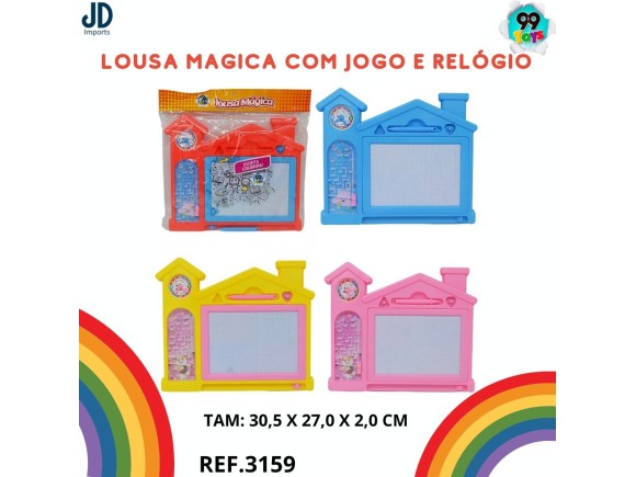 BRNQUEDO EM PLASTICO LOUSA MAGICA COM JOGO E RELOGIO -191210