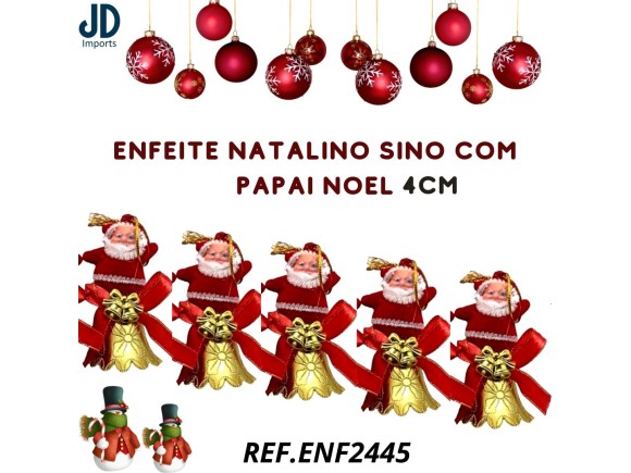 ENFEITE NATALINO SINO C/ PAPAI NOEL 4CM  ENF2445