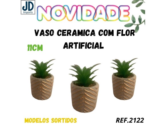 VASO CERAMICA C/ FLORES VA7204