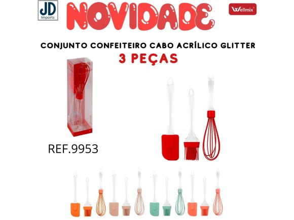 KIT CONFEITEIRO CABO ACRILICO TRANSPARENTE 3PCS WX09953