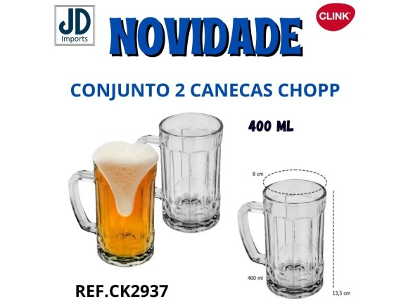 KIT 2 CANECAS TRANSPARENTES VIDRO CK5450